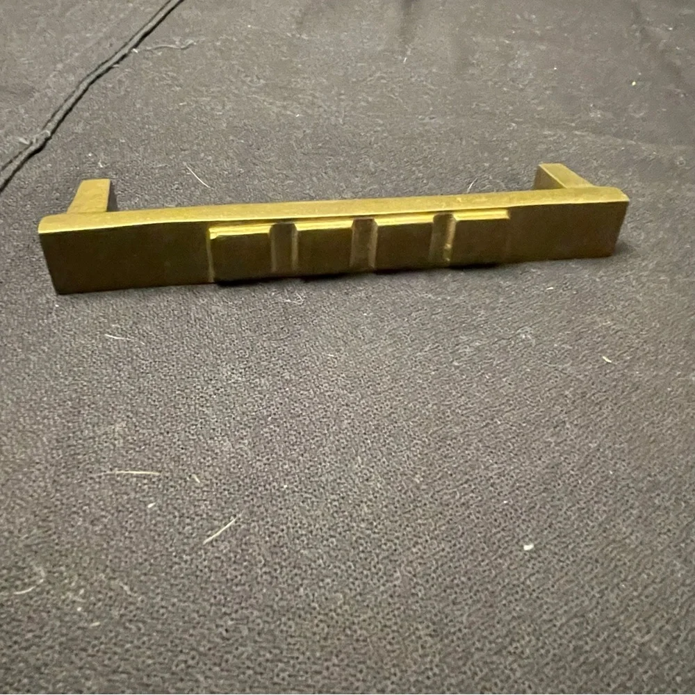 NWT Embossed Elongated 5” Frosted Brass Drawer or Cabinet Pull with Screws
